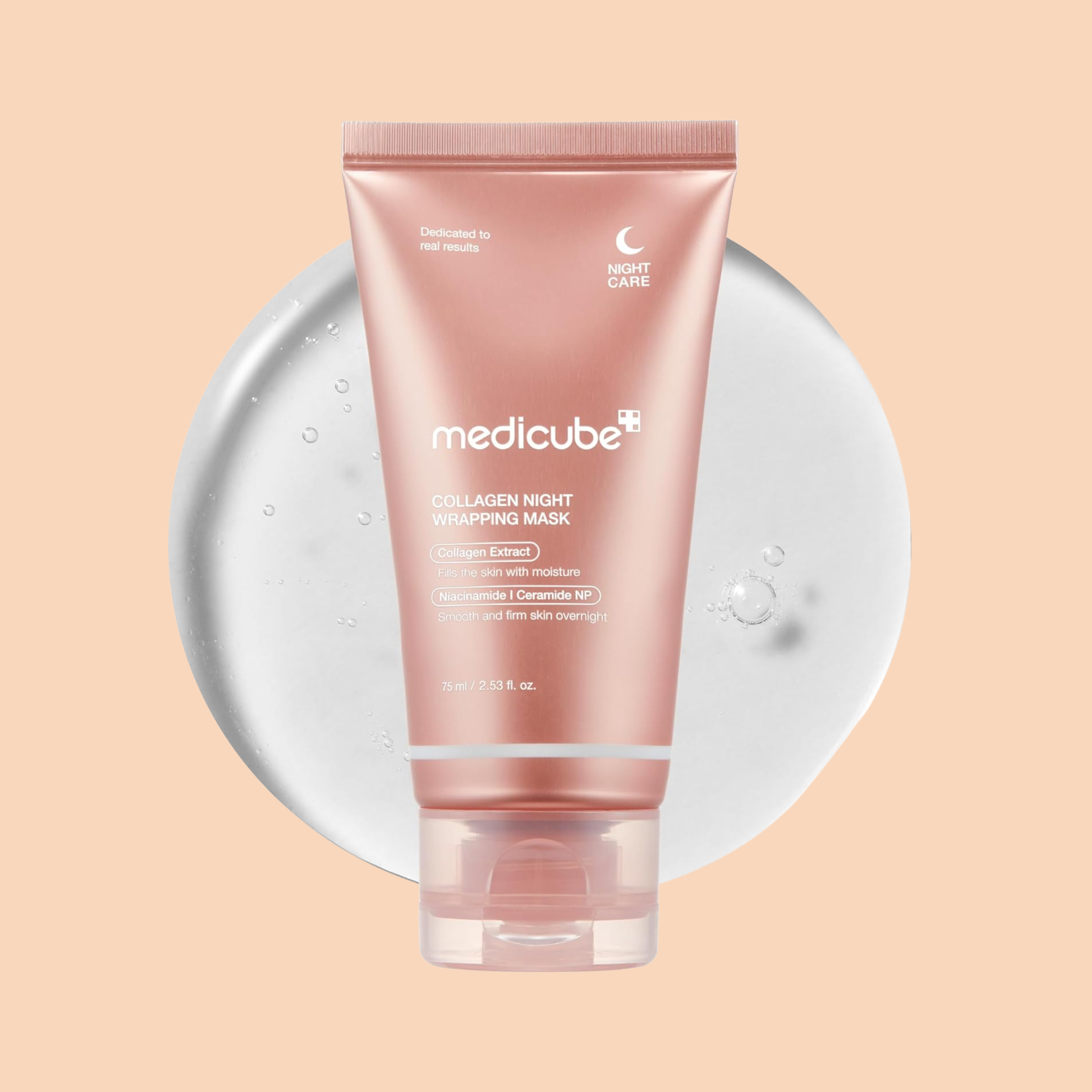 medicube Collagen Overnight Wrapping Peel Off Facial Mask Pack - Elasticity & Hydration Care, Reduces Sagging & Dullness - Hydrolyzed Collagen For Glowing Skin - Korean Skin Care, 2.53 fl.oz
